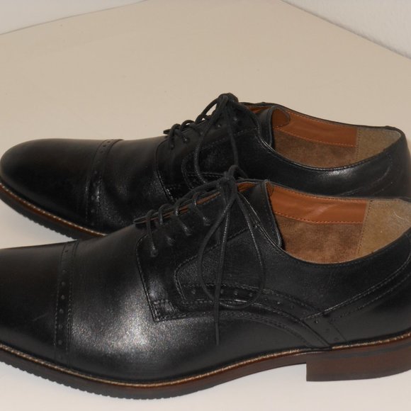 STATFORD AND STACEY ADAMS BLACK LEATHER OXFORD STYLE SHOE LOT SIZE 11 MEDIUM main image 8